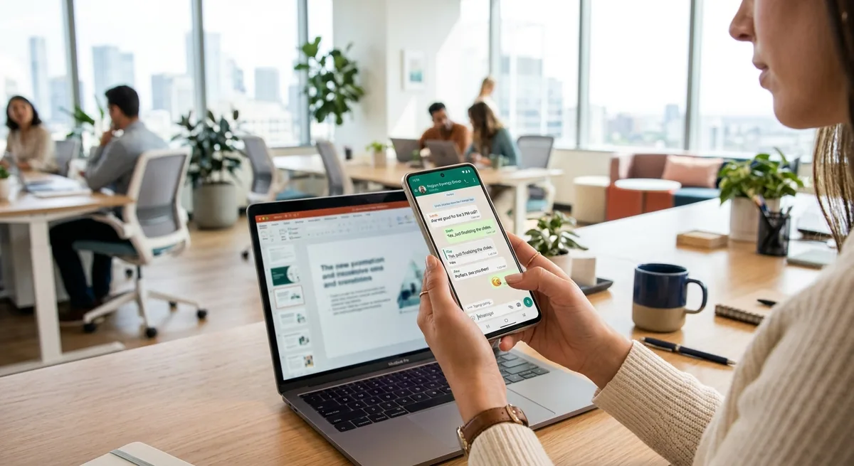 Managing a website through WhatsApp on a smartphone